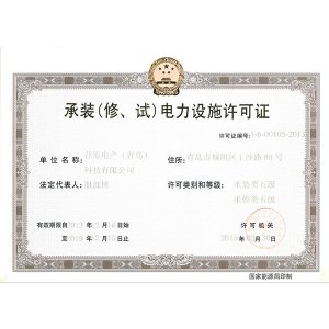 承裝（修、試）電力設(shè)施許可證